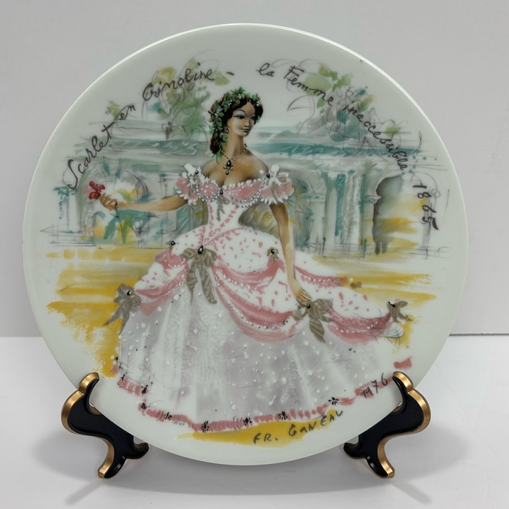 D'Arceau Limoges Collectors Plate Scarlet in Crinoline Women 1865 Vintage Plate